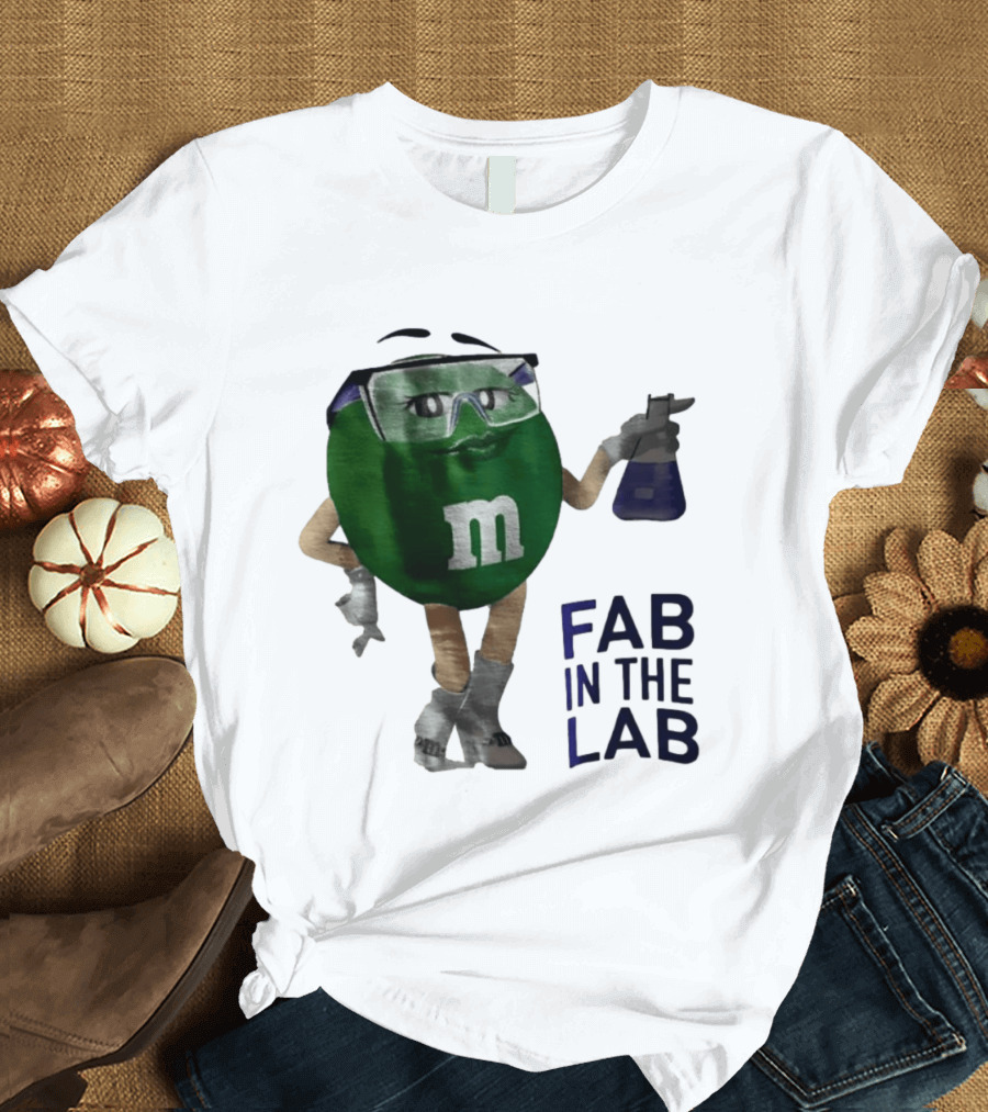 Green M&M Fab In The Lab Safety Goggles Flask T-Shirt