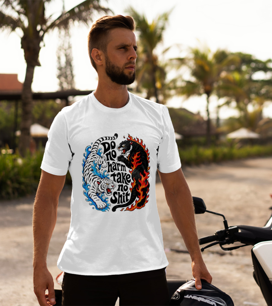 Do No Harm Take No Shit Blue Tiger And Fire Panther T-Shirt