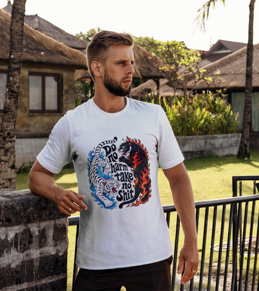 Do No Harm Take No Shit Blue Tiger And Fire Panther T-Shirt