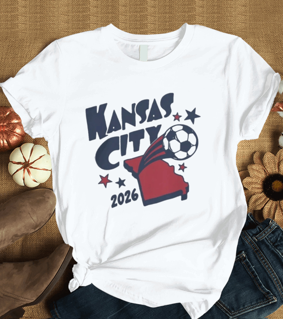 Kansas City 2026 Soccer Missouri State Map Stars Ball T-Shirt