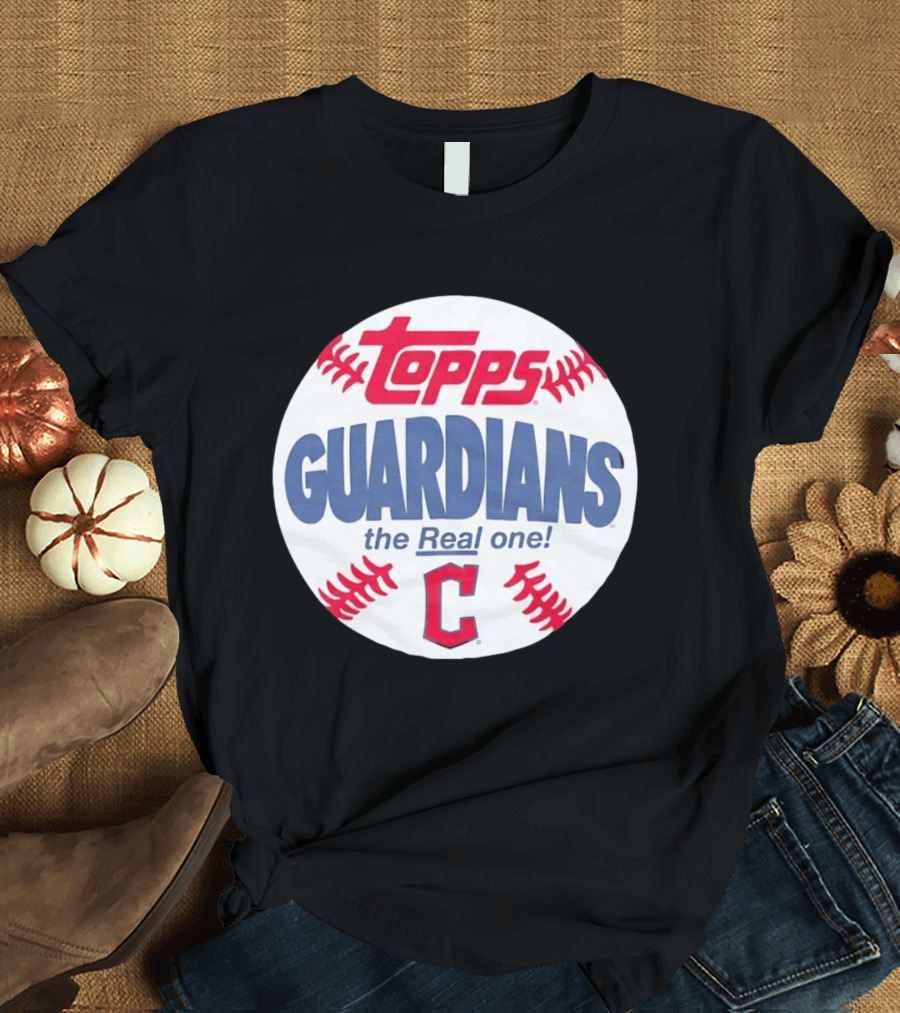 Cleveland Guardians Topps The Real One Baseball Shape T-Shirt