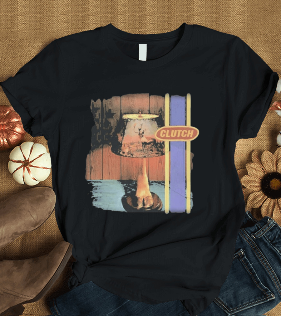 Clutch Transnational Speedway League Lamp Imagery With Deer And Wood Paneling T-Shirt