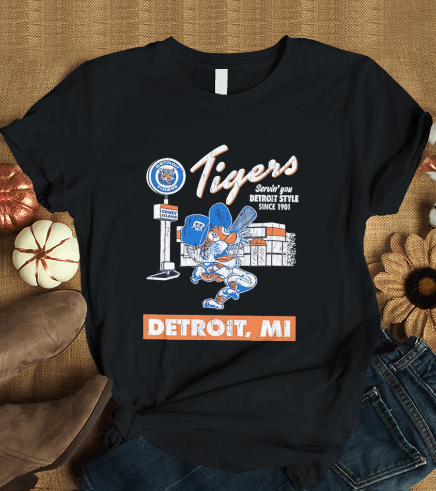 Detroit Tigers Coney Island Servin' You Detroits Since 1901 Detroit MI T-Shirt