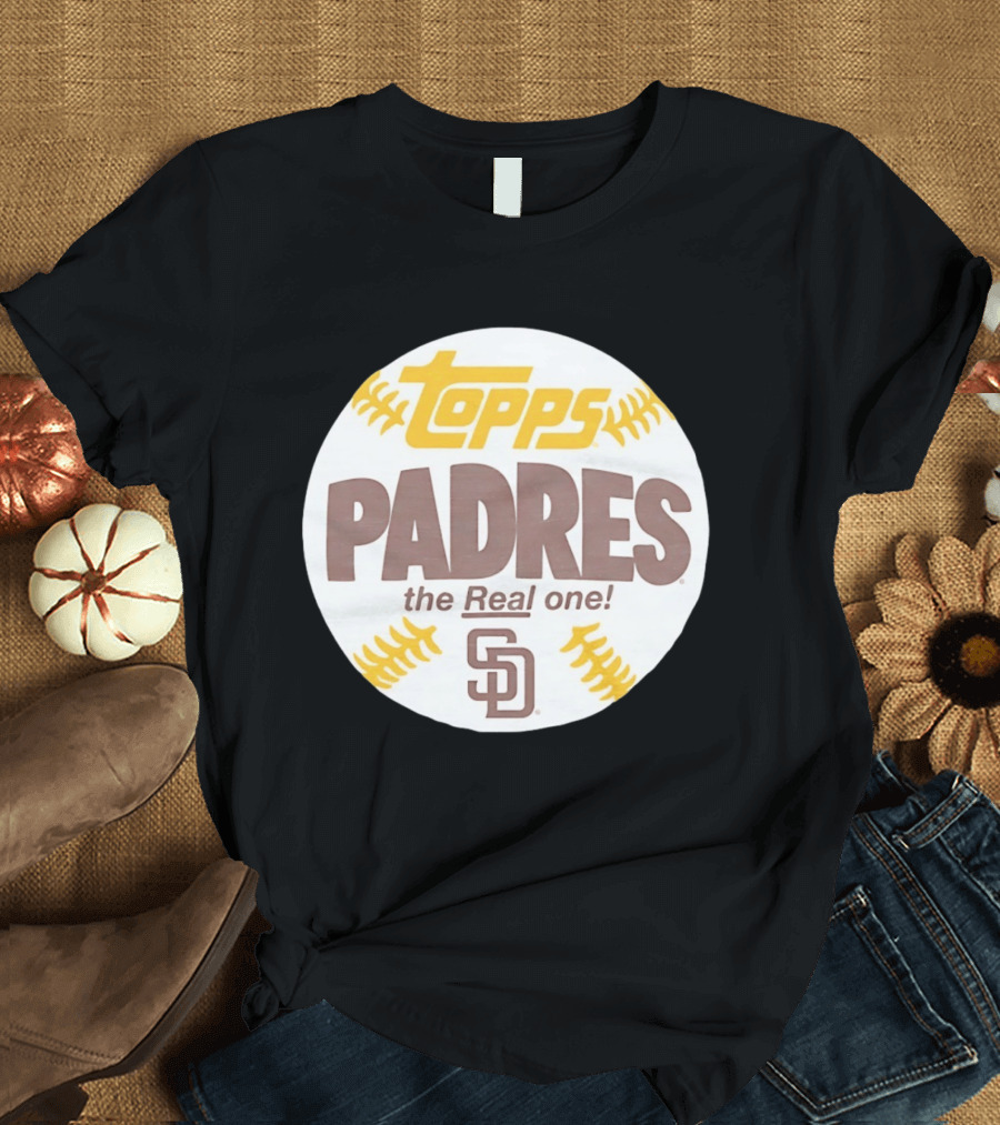 Topps Padres The Real One SD Logo Baseball Shape T-Shirt
