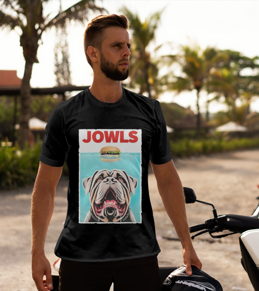 Jowls Mastiff Burger Floating Above Water T-Shirt