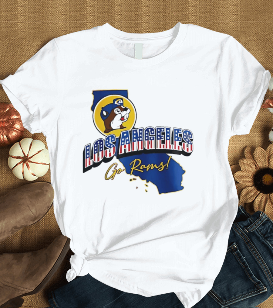 Los Angeles Rams Buc Ee's California Map Go Rams T-Shirt