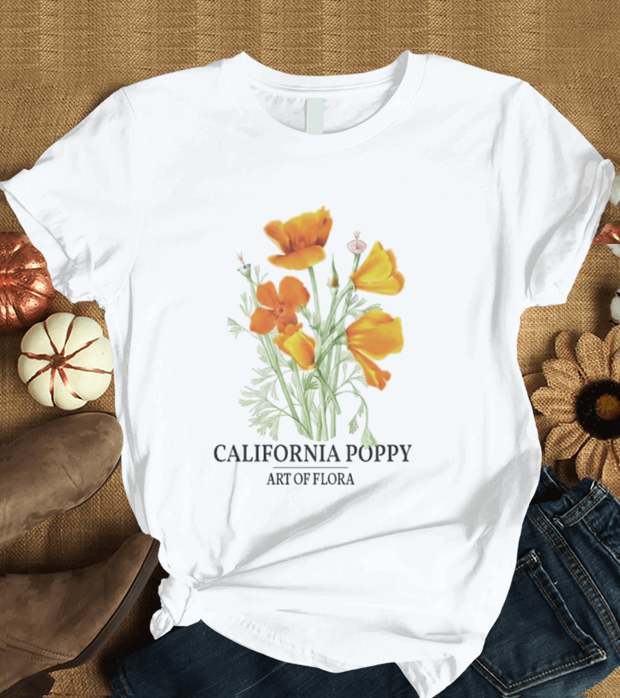 California Poppy Art Of Flora Botanical Nature T-Shirt
