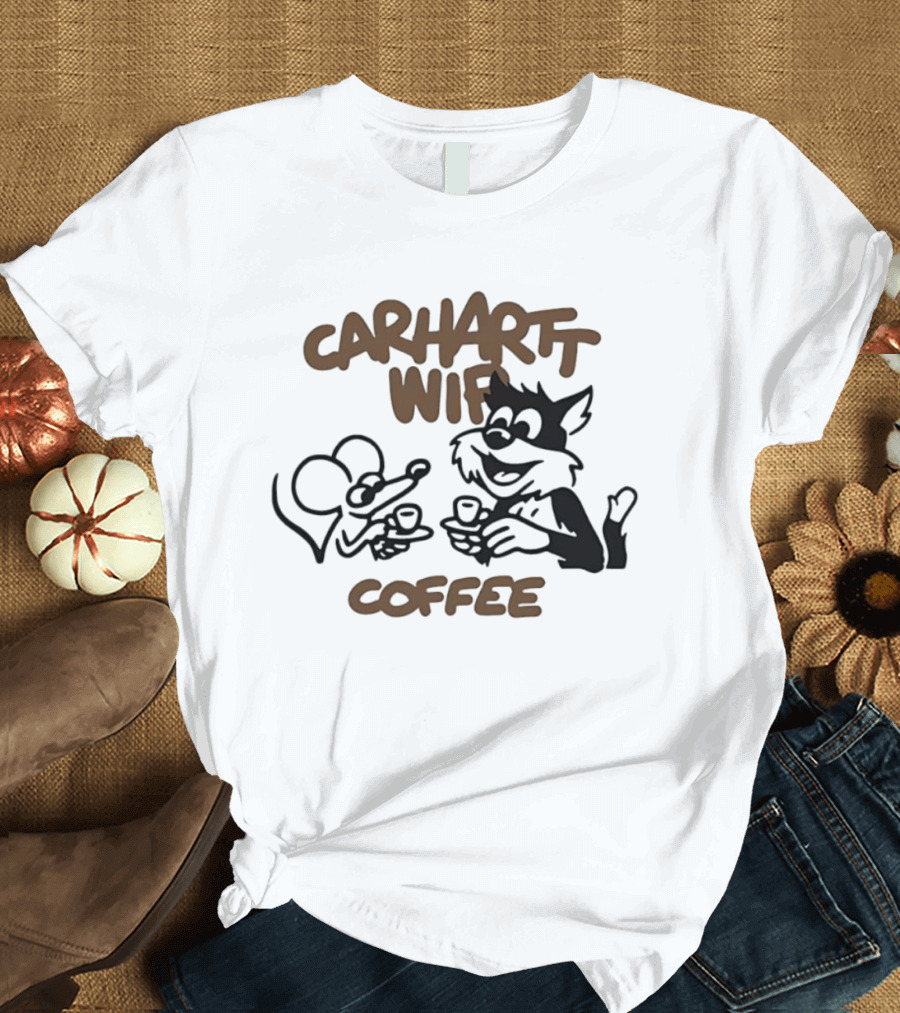 Carhartt Wifi Coffee Mouse Cat Drinking Coffee T-Shirt