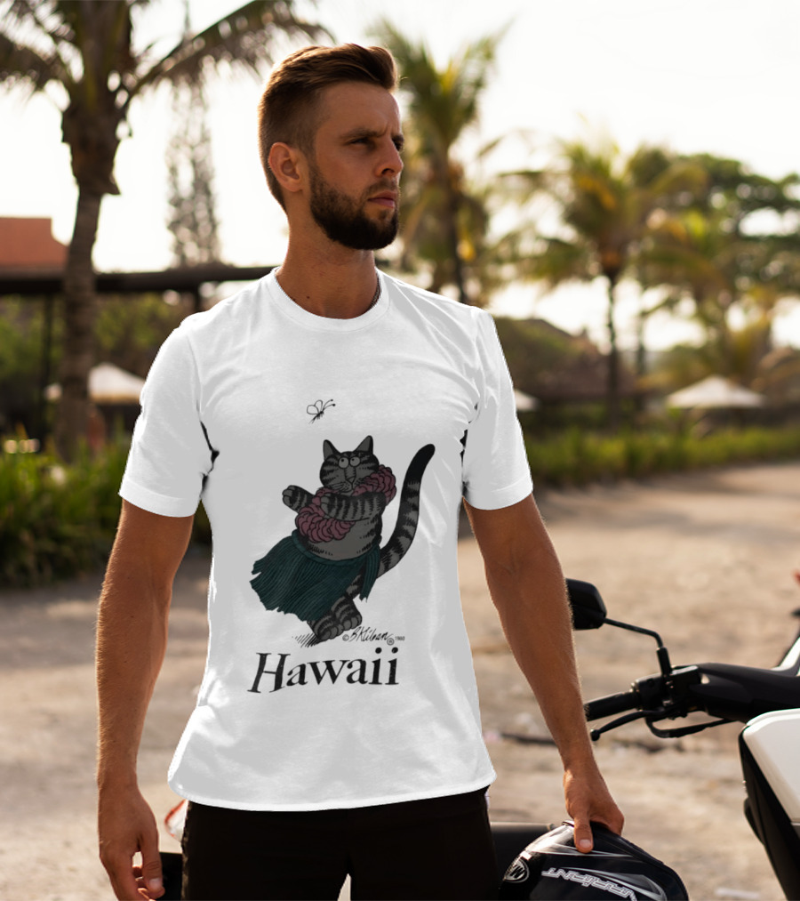 B Kliban Cat In Hula Skirt Hawaii T-Shirt