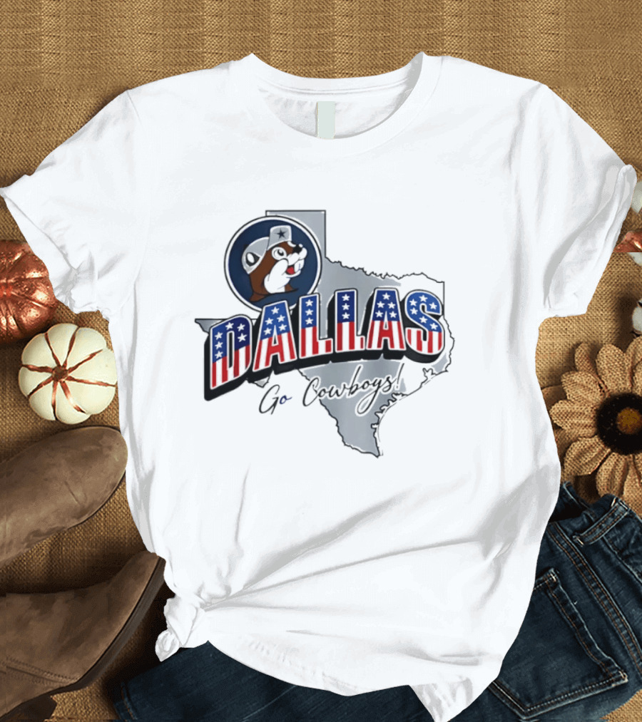 Dallas Cowboys Buc Ee's Patriotic Texas Map Go Cowboys T-Shirt