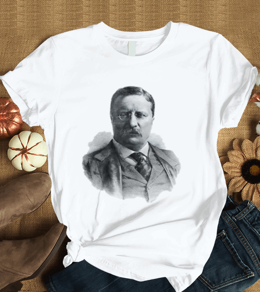 Theodore Roosevelt Engraving President USA Iconic Historical Figure T-Shirt