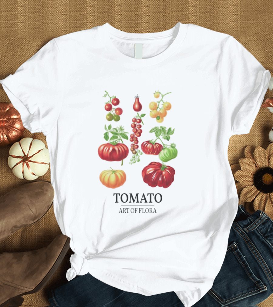 Tomato Art Of Flora Vegetables And Leaves Botanical Collection T-Shirt