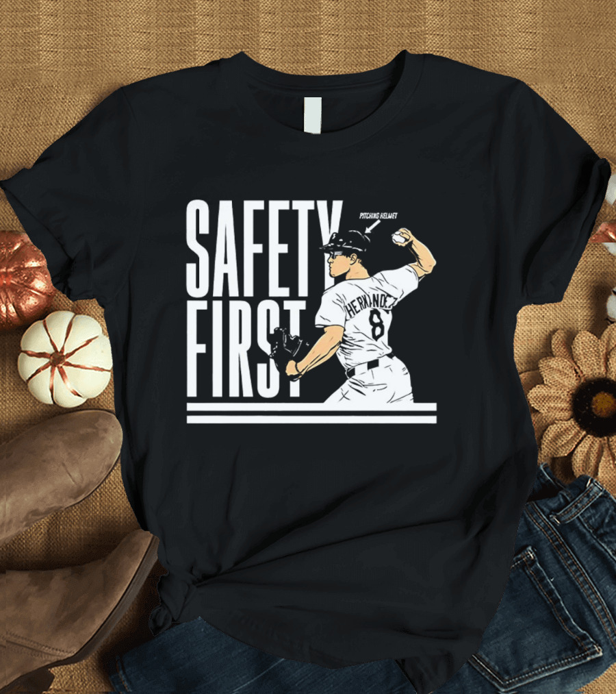 Kike Hernandez Safety First Number 8 Dodgers Baseball T-Shirt