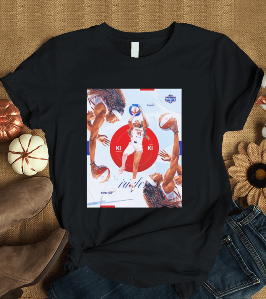 Washington Mystics Player Kiki Iriafen Number Forty Four Basketball Action Montage T-Shirt