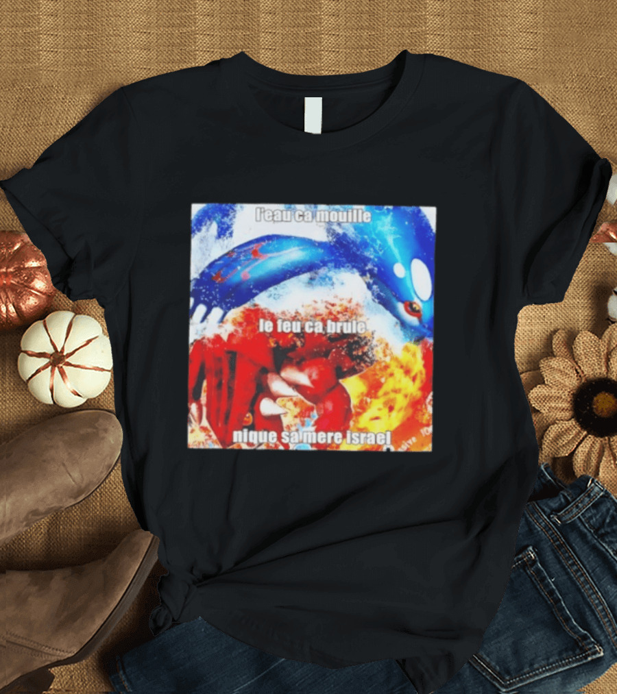L'eau Ca Mouille Le Feu Ca Brule Nique Sa Mere Israel Kyogre Groudon T-Shirt