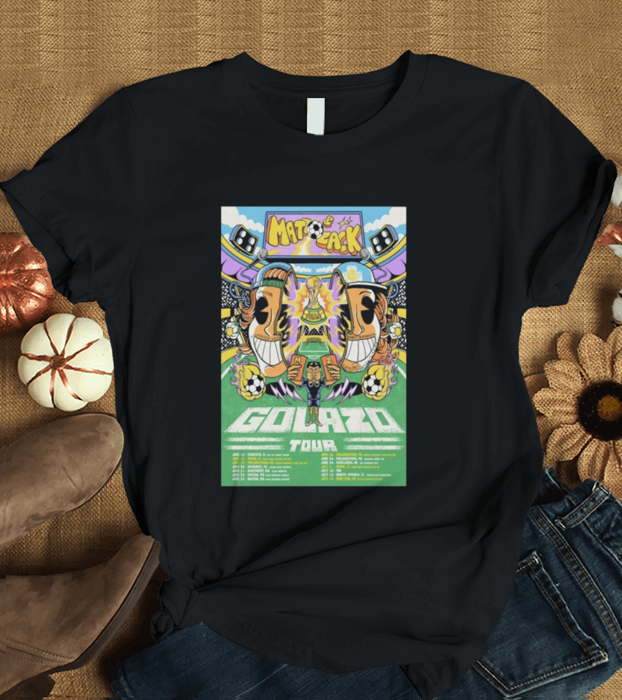Matt And Zack Golazo Tour 26 June July Soccer Event Featuring Iconic World Cup Trophy And Speaker T-Shirt