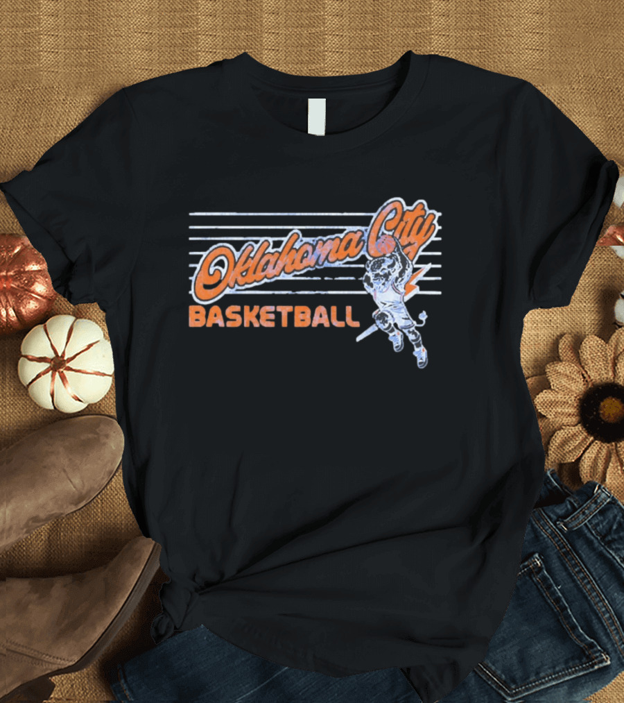 Oklahoma City Basketball Cartoon Slam Dunk T-Shirt