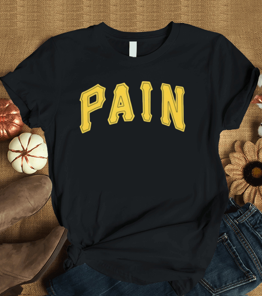 Pittsburgh Pirates Pain Text Yellow Block T-Shirt