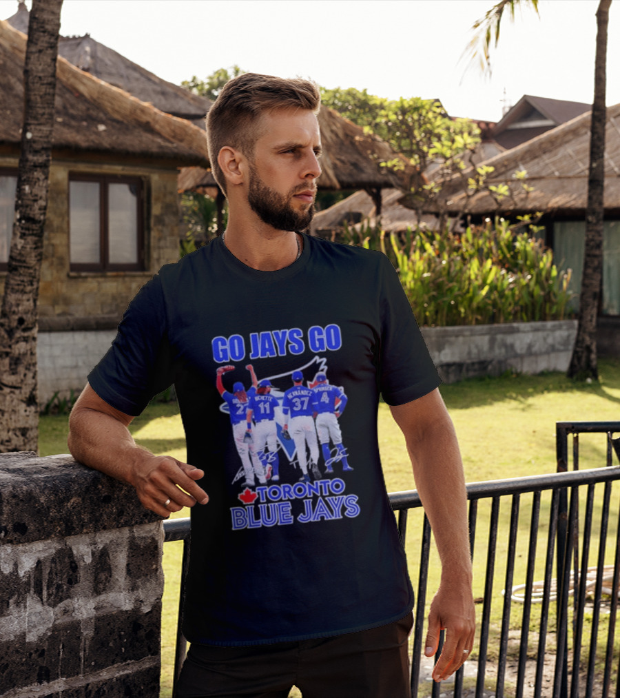 Go Jays Go Toronto Blue Jays Bichette Guerrero Hernandez Springer Autographed Baseball T-Shirt