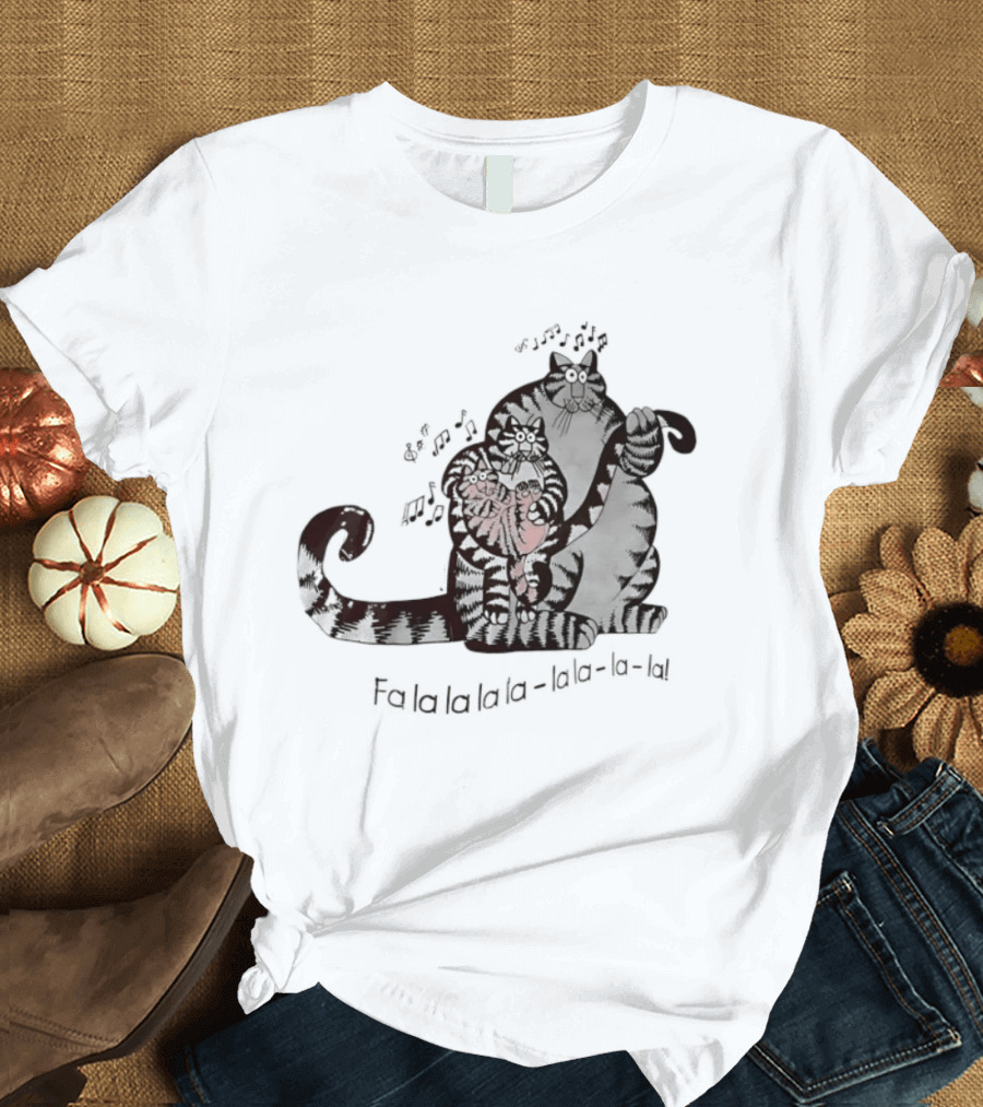 B. Kliban Cat Fa La La La La La La Singing Holiday Cat T-Shirt