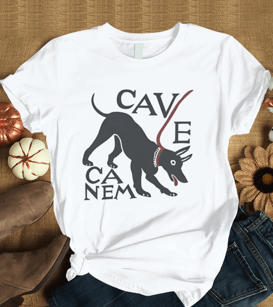 Cave Canem Beware Of The Dog Black Dog T-Shirt
