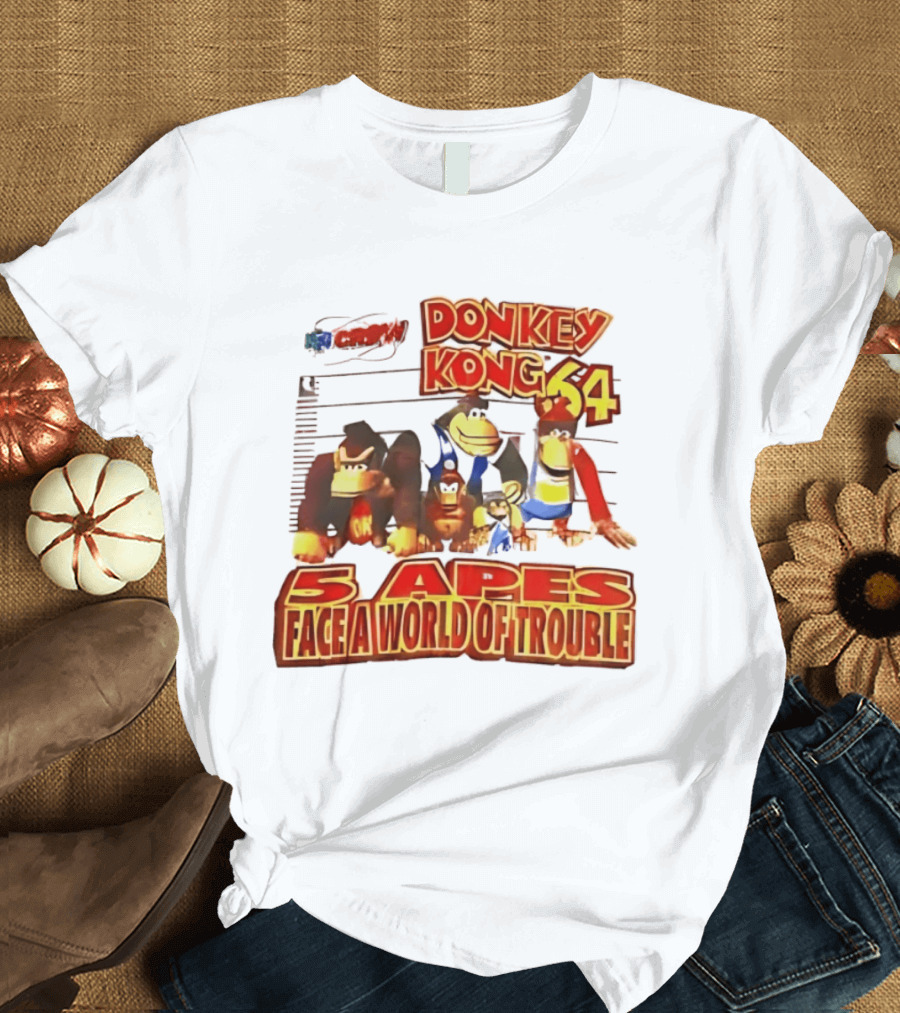 Donkey Kong 64 Five Apes Face A World Of Trouble T-Shirt