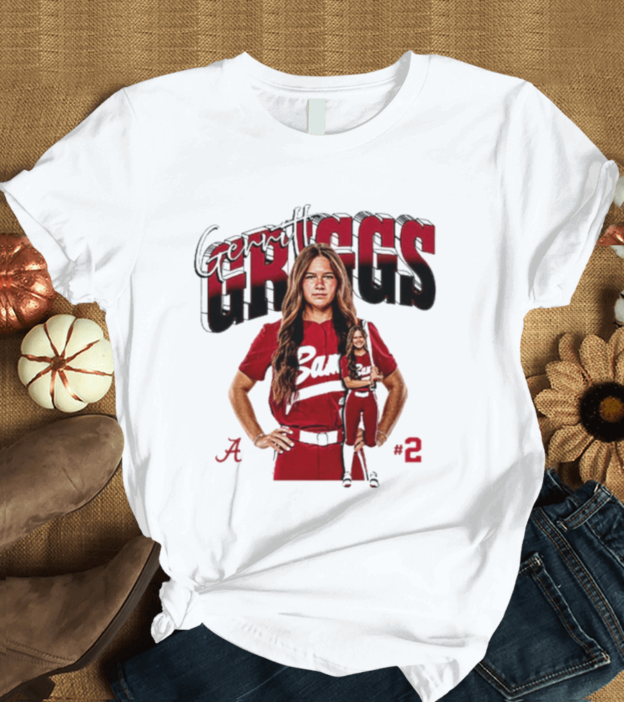 Gerritt Griggs Alabama Softball Player Red Uniform Number 2 T-Shirt