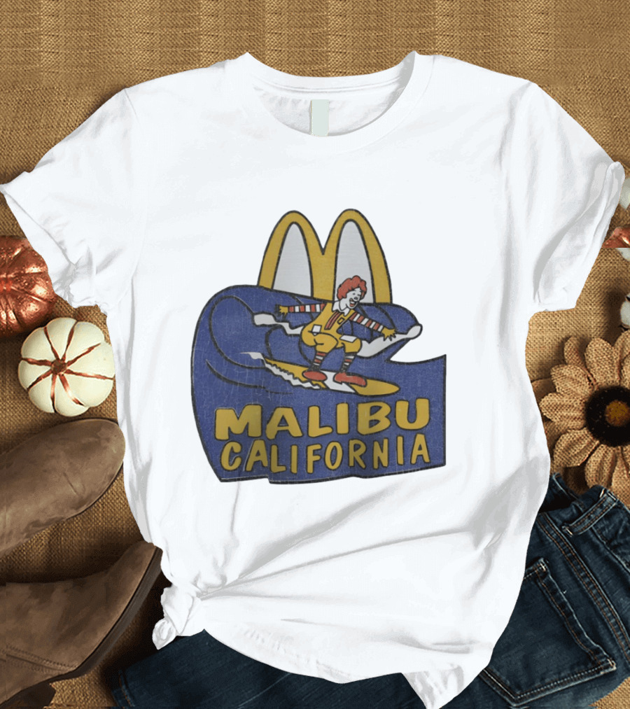 Malibu California Rare Ronald McDonald Surfing McDonald's Golden Arches T-Shirt