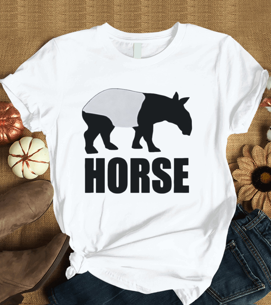 Mislabeled Animal Tapir Silhouette With Horse Text Optical Illusion T-Shirt