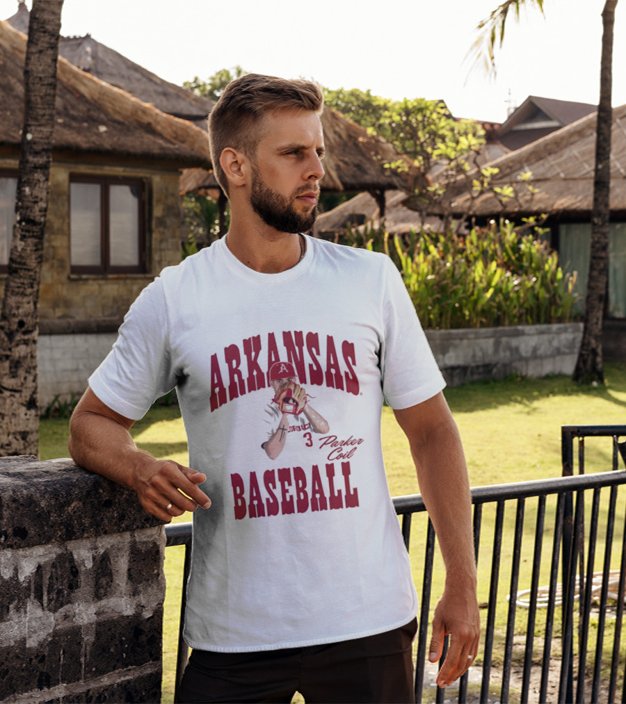 Arkansas Baseball Parker Coil Pitcher Glove Razorbacks Player 3 T-Shirt
