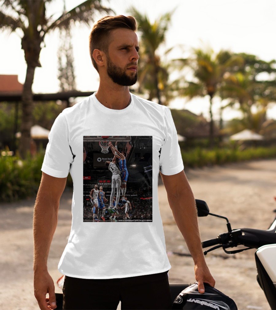 Victor Wembanyama San Antonio Spurs Dunk Vs Oklahoma City NBA Action T-Shirt