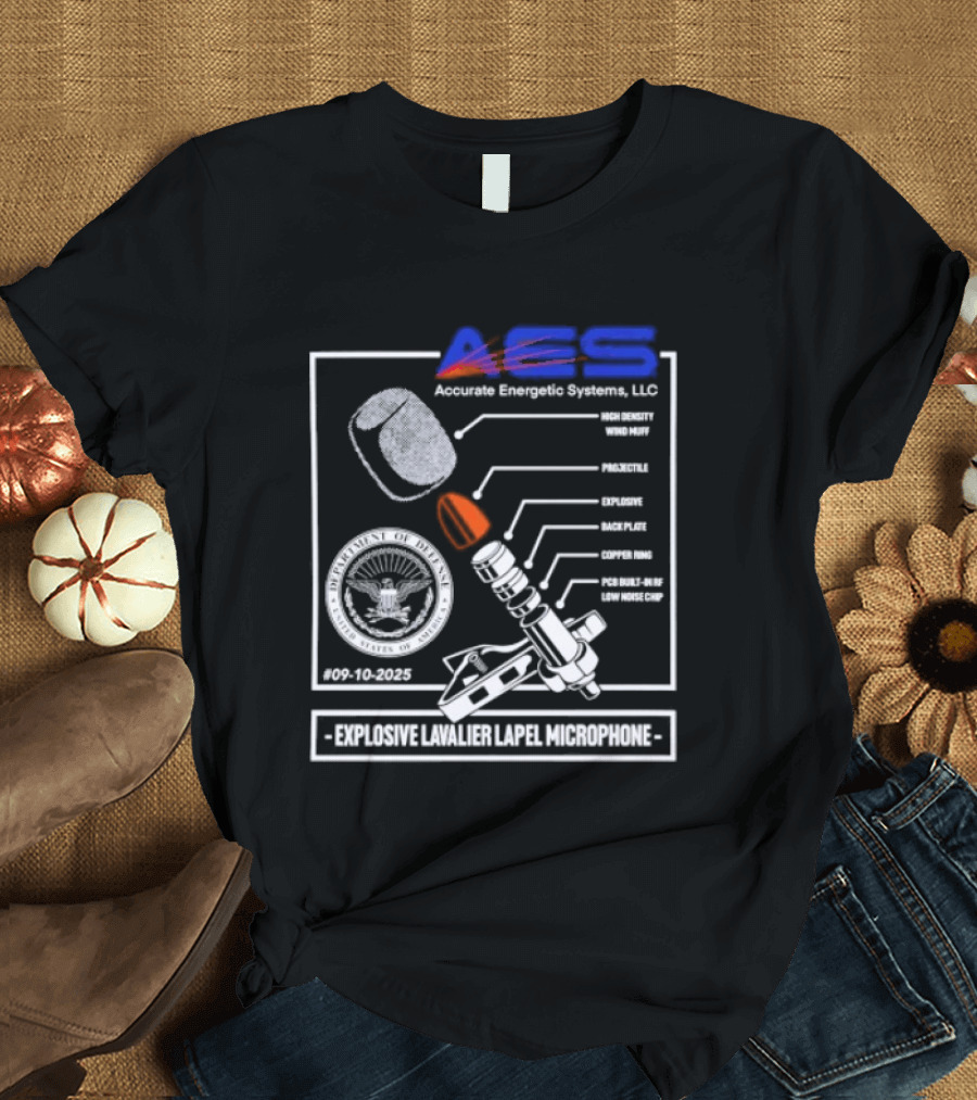 AEC Accurate Energetic Systems LLC Explosive Lavalier Lapel Microphone Components Technical Diagram T-Shirt
