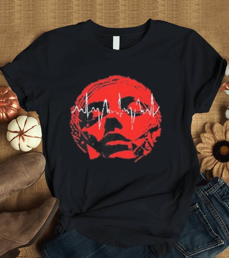 Converge Hum Of Hurt Red Face With White Waveform Lines T-Shirt