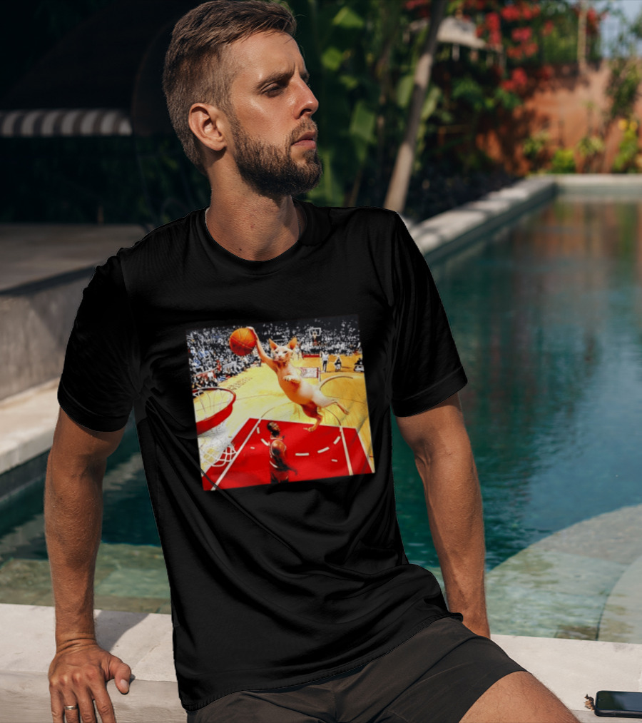 Sphynx Cat Slam Dunk Basketball Scene With Crowd T-Shirt