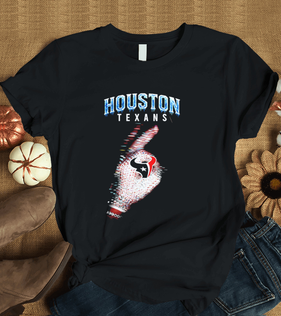 Houston Texans Iceman 2026 Glitch Hand T-Shirt