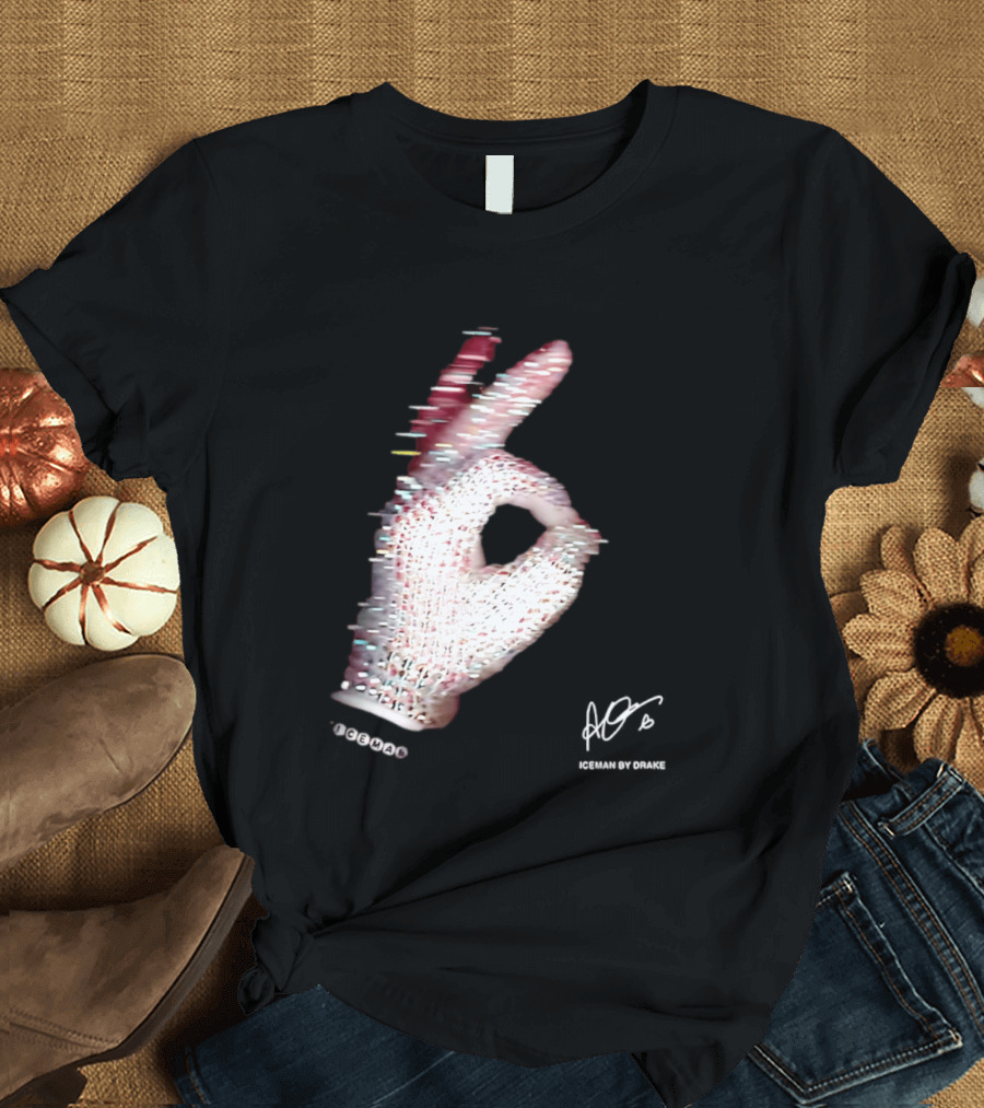 Iceman Hand Gesture By Drake Sign With Rhinestones T-Shirt