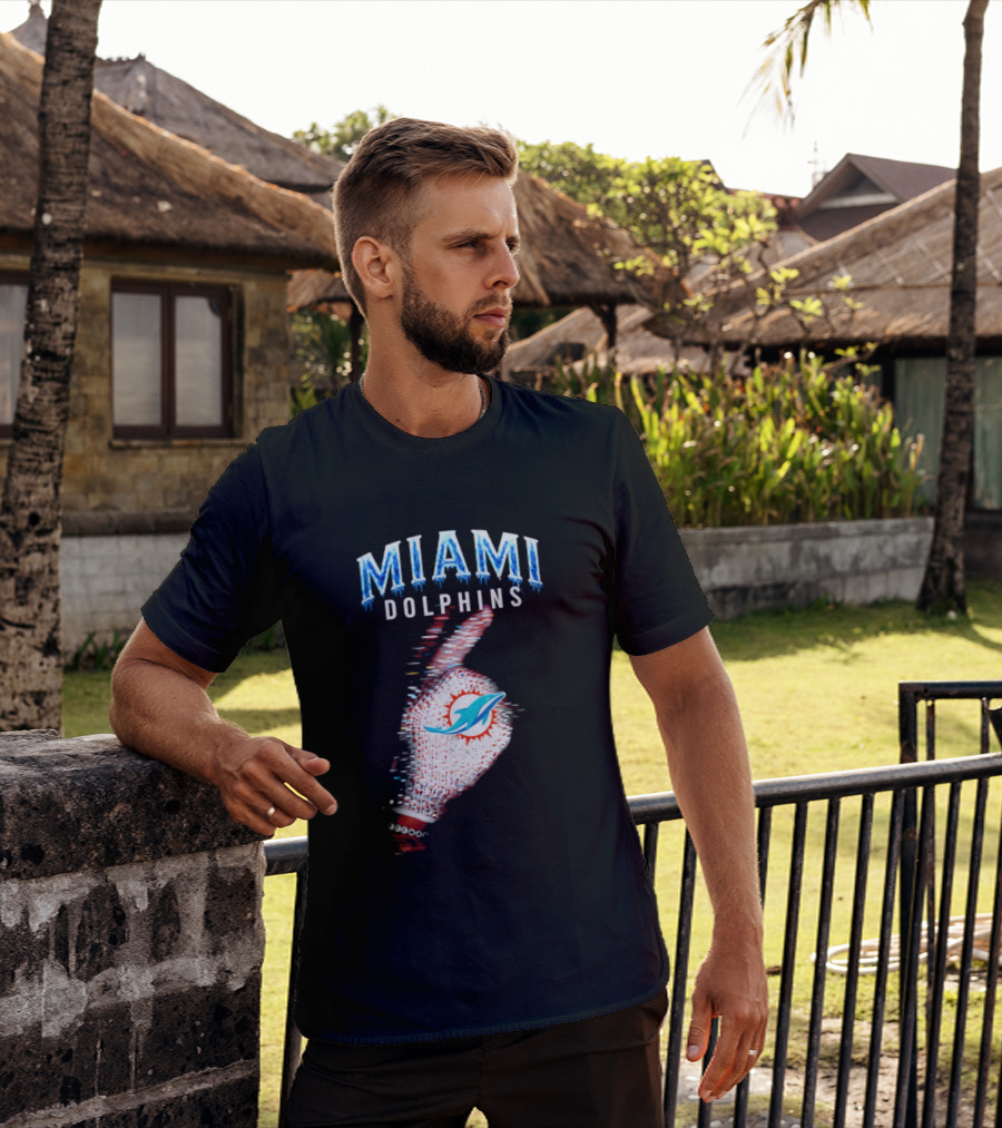Miami Dolphins Iceman 2026 Glitch Effect Fan Gear T-Shirt
