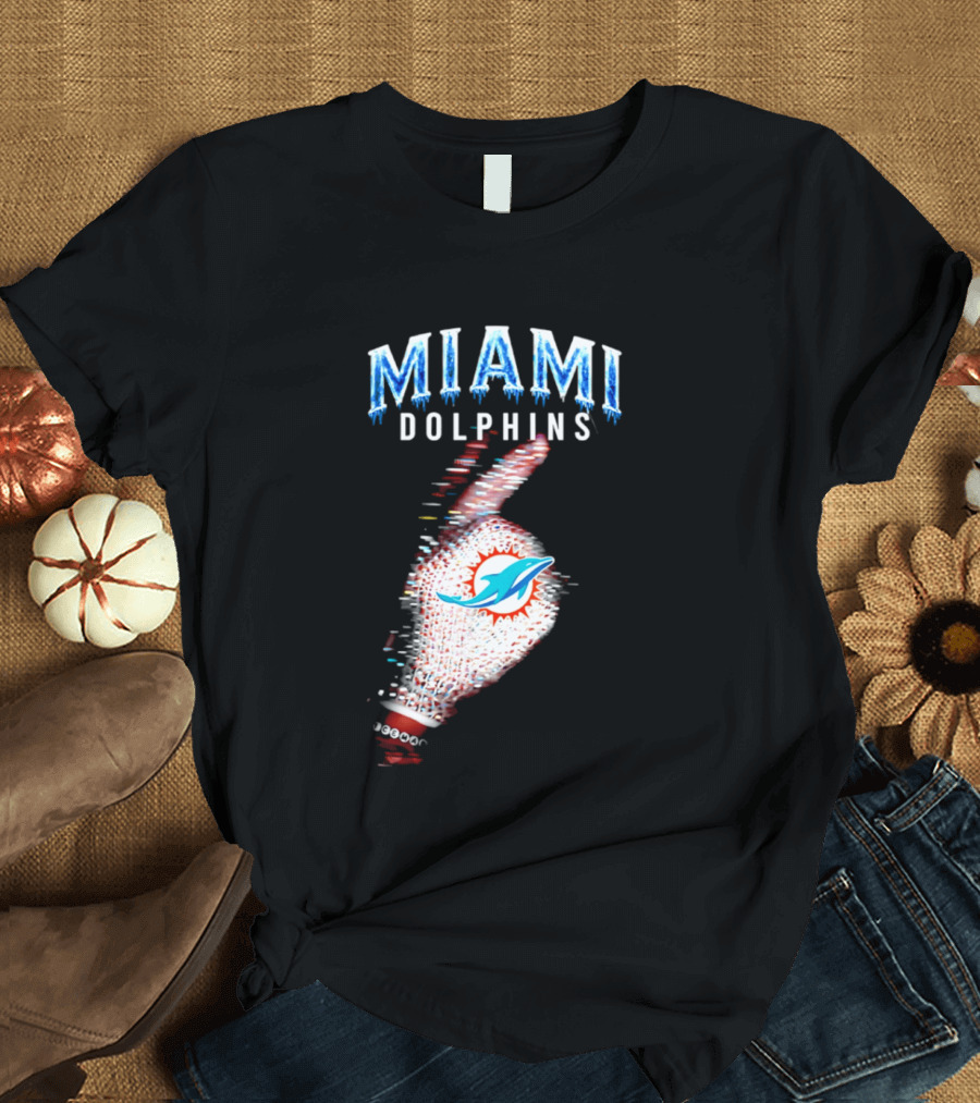 Miami Dolphins Iceman 2026 Glitch Effect Fan Gear T-Shirt