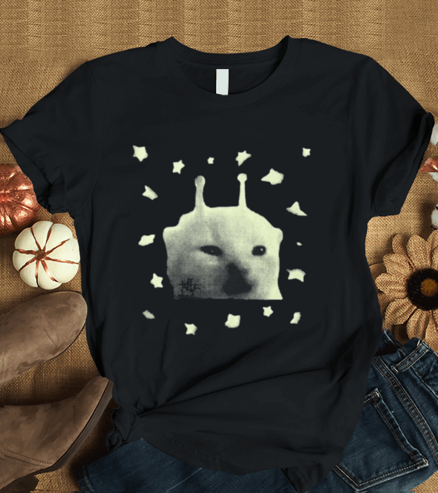 Y2K Alien Cat Meme With Stars T-Shirt