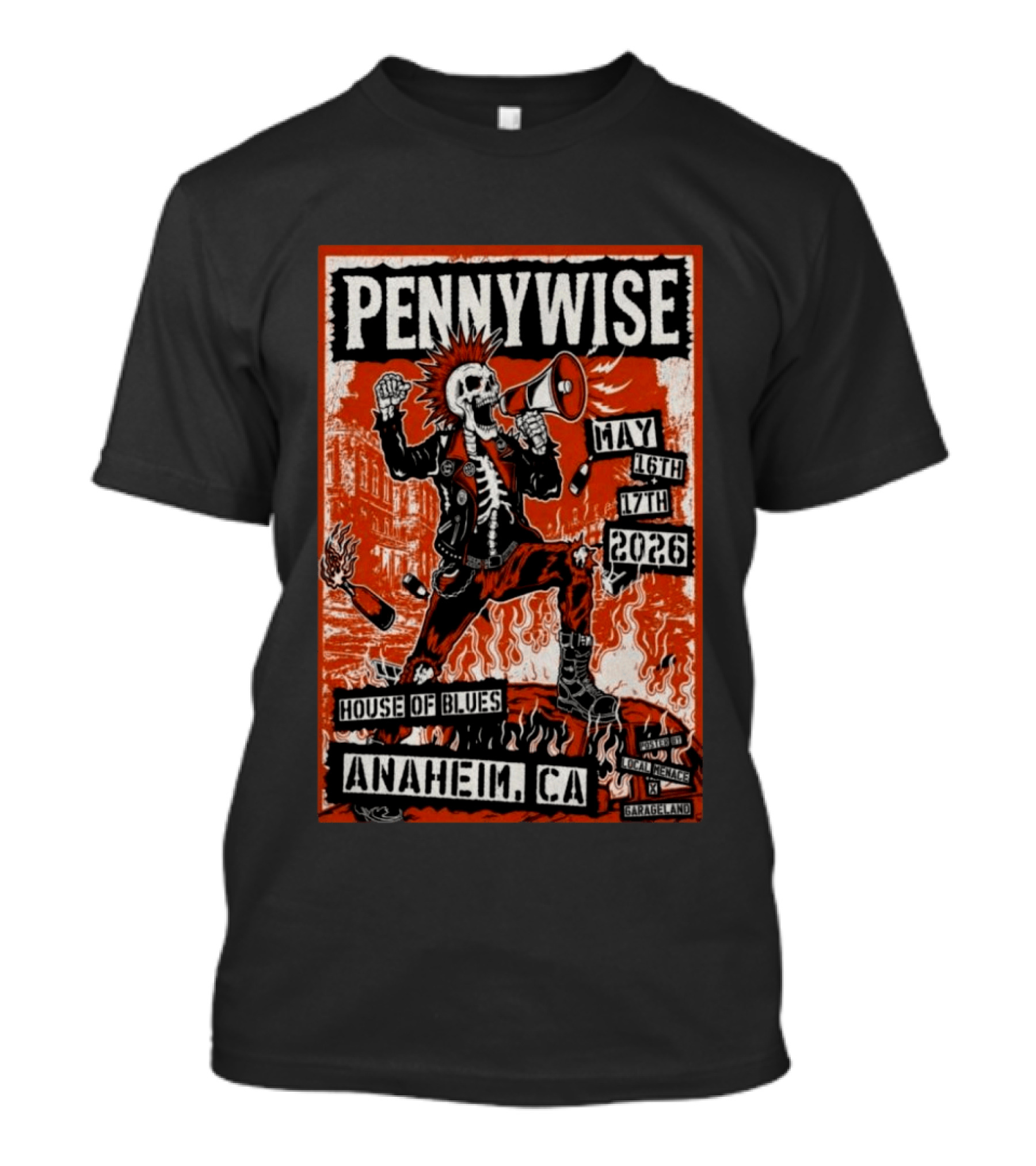 Pennywise House Of Blues Anaheim CA May 16 17 2026 GarageLand T-Shirt