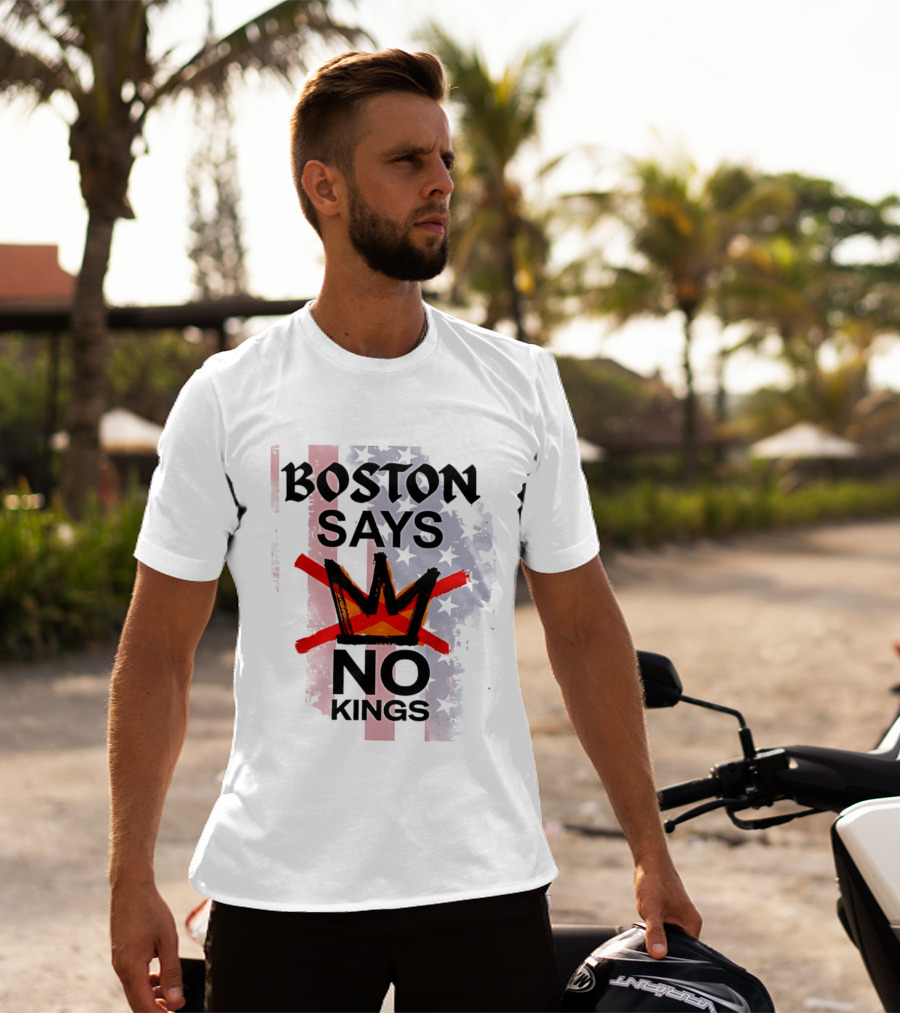 Boston Says No Kings Crown Symbol Stars T-Shirt