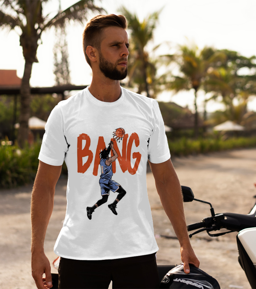 Immanuel Quickley New York Knicks Basketball Player Bang Flaming Shot T-Shirt