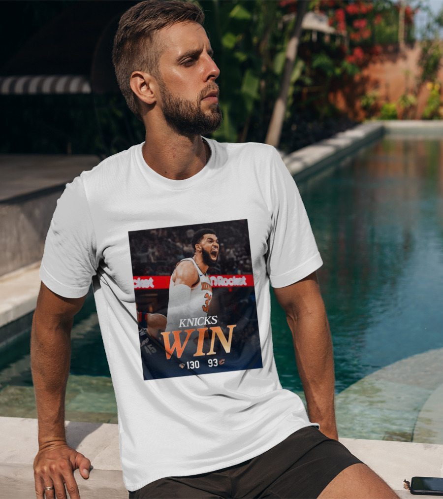 Knicks Win 130 93 Celebration Victory Over Cleveland Playoffs Sweep T-Shirt