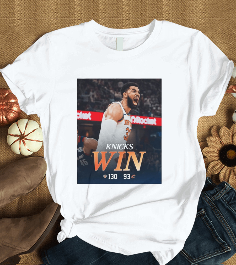 Knicks Win 130 93 Celebration Victory Over Cleveland Playoffs Sweep T-Shirt