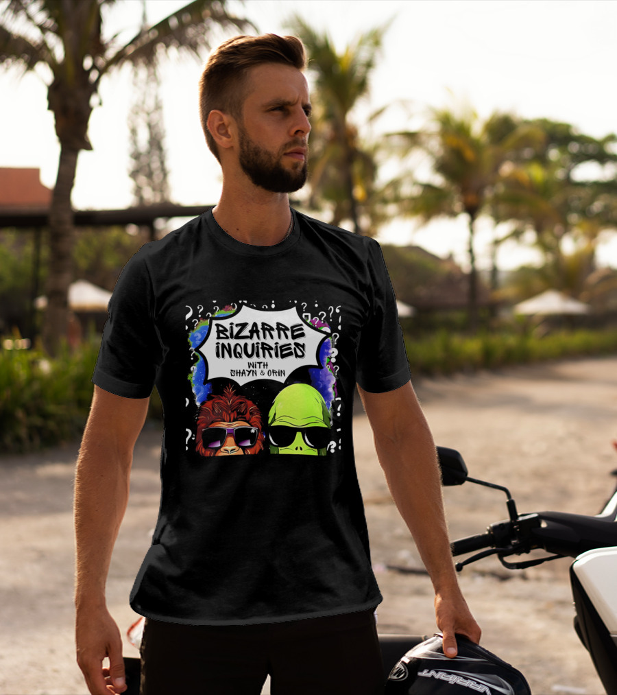 Bizarre Inquiries With Shayn And Orin Bigfoot Alien Question Marks T-Shirt