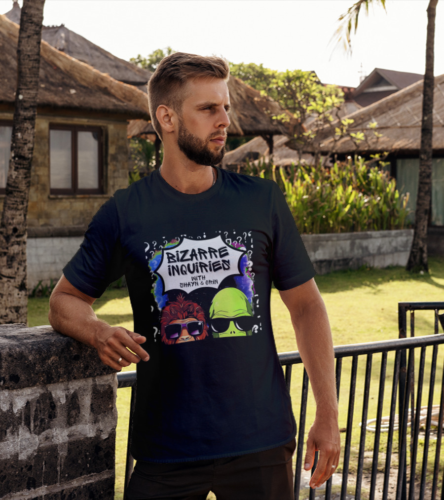 Bizarre Inquiries With Shayn And Orin Bigfoot Alien Question Marks T-Shirt