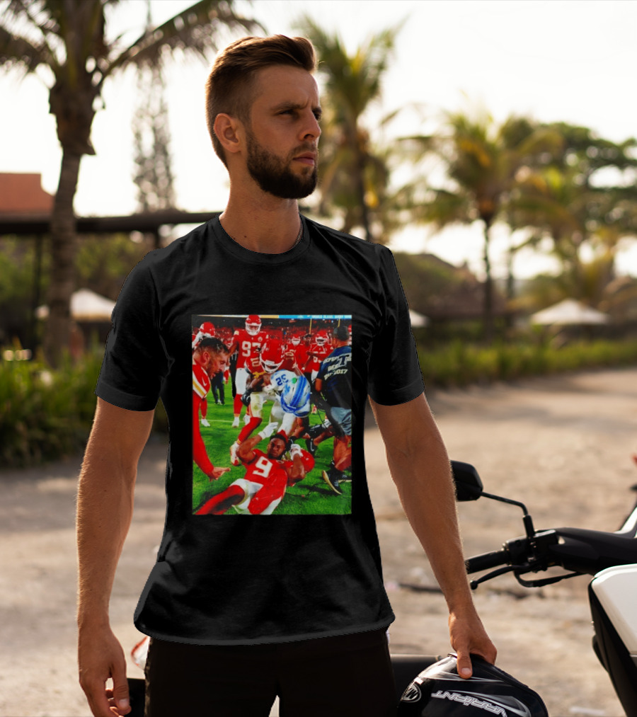 Brian Branch Collision JuJu Smith Schuster Lions Chiefs Football Action T-Shirt