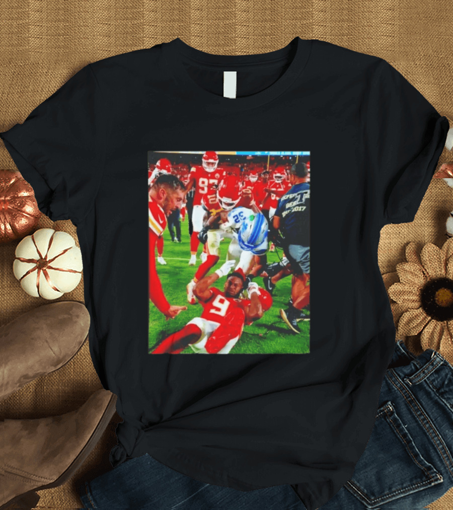 Brian Branch Collision JuJu Smith Schuster Lions Chiefs Football Action T-Shirt