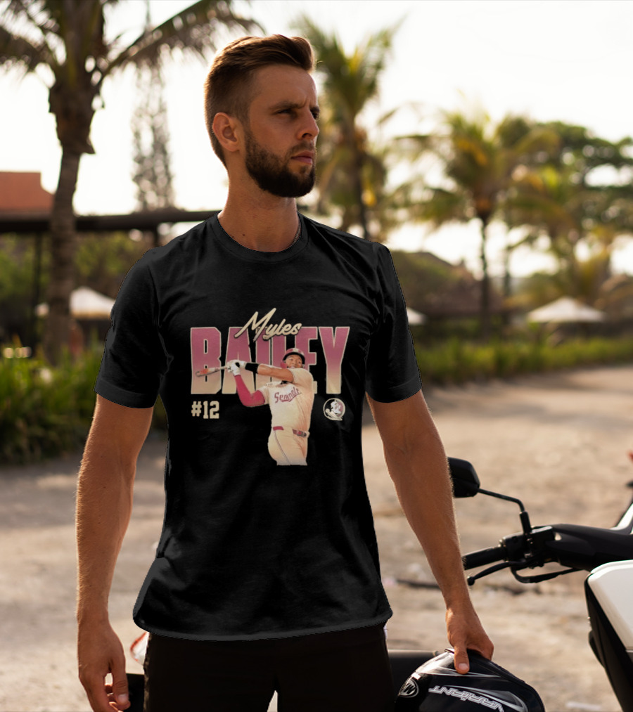 Myles Bailey FSU Seminoles NCAA Baseball #12 Player Collage T-Shirt