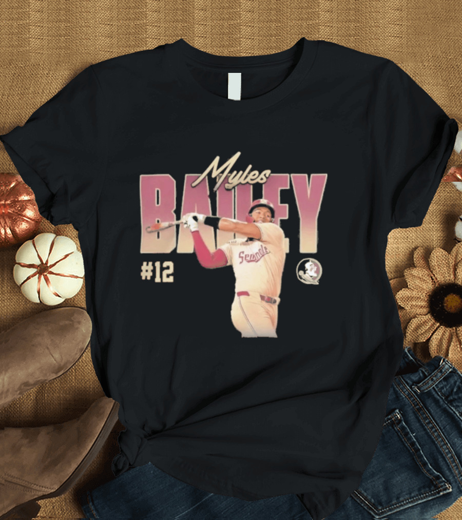 Myles Bailey FSU Seminoles NCAA Baseball #12 Player Collage T-Shirt